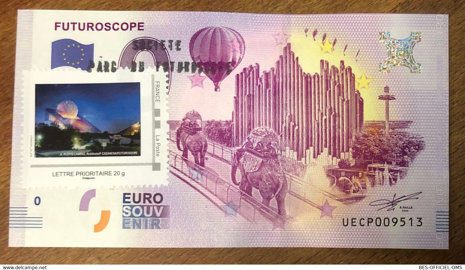 2017 BILLET 0 EURO SOUVENIR DPT 86 FUTUROSCOPE + TIMBRE ZERO 0 EURO SCHEIN BANKNOTE PAPER MONEY BANK - Essais Privés / Non-officiels