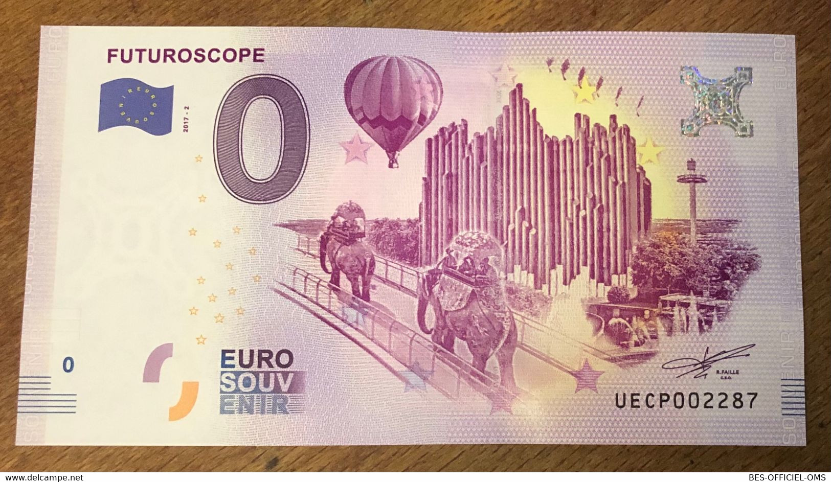 2017 BILLET 0 EURO SOUVENIR DPT 86 FUTUROSCOPE ZERO 0 EURO SCHEIN BANKNOTE PAPER MONEY BANK - Essais Privés / Non-officiels