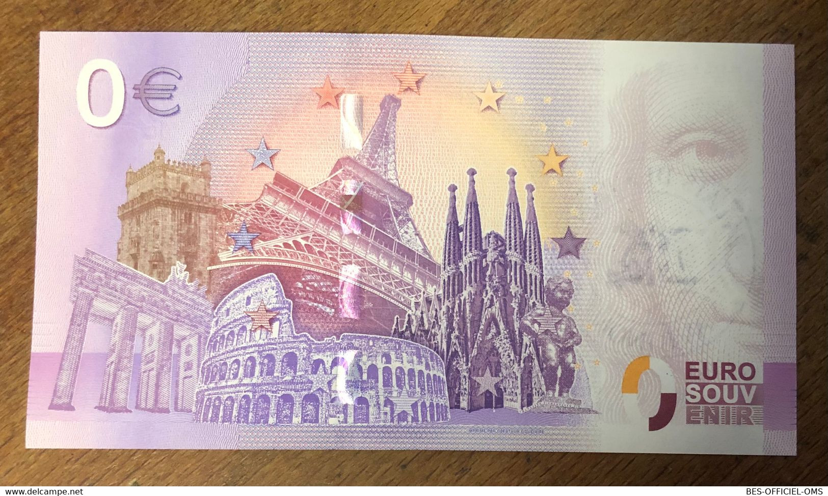 2017 BILLET 0 EURO SOUVENIR DPT 84 PALAIS DES PAPES ET PONT D'AVIGNON + TAMPON ZERO 0 EURO SCHEIN BANKNOTE MONEY BANK - Essais Privés / Non-officiels