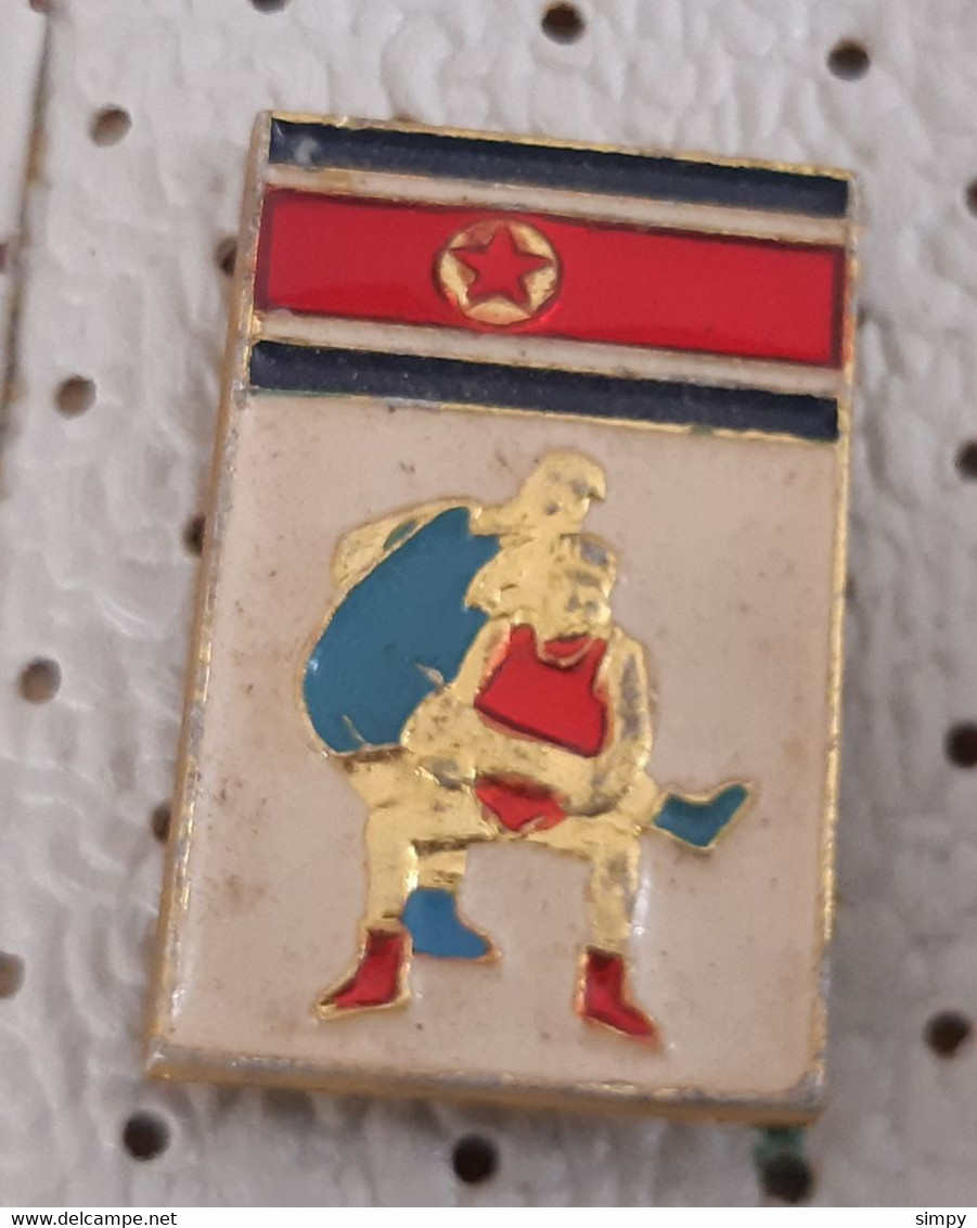 Wrestling North Korea Pin - Ringen