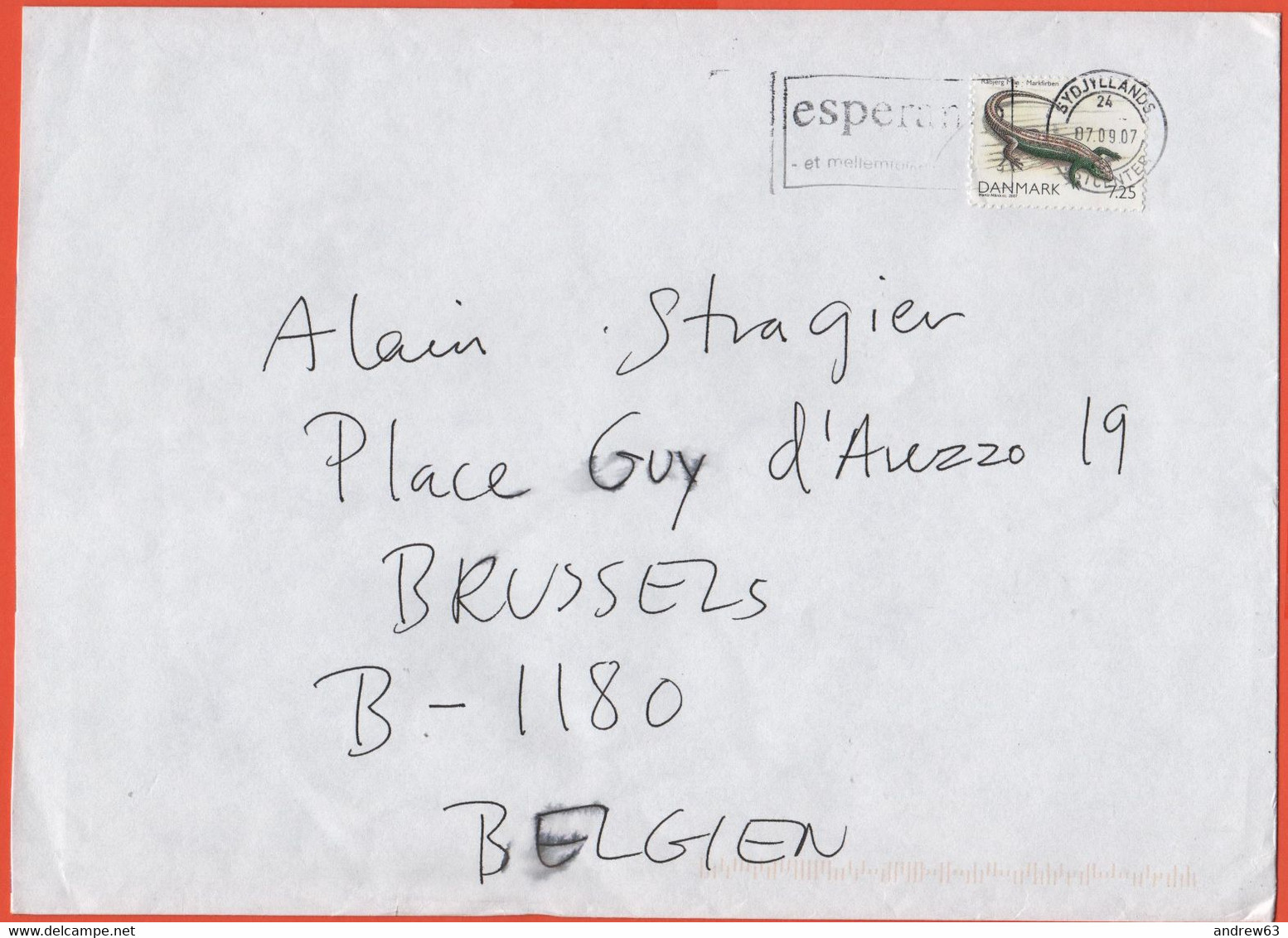 DANIMARCA - DANMARK - 2007 - 7,25 Sand Lizard - Medium Envelope - Viaggiata Da Sydjyllands Per Brussels, Belgium - Storia Postale