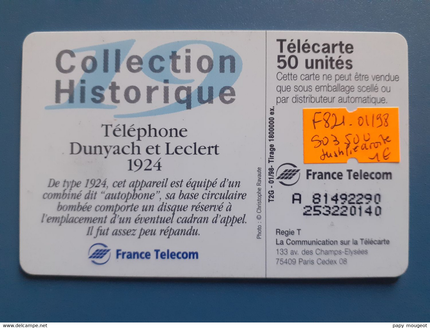 F821 Dunyach Et Leclerc (19)  50U SO3 T2G Numéro Justifié à Droite - Telefone