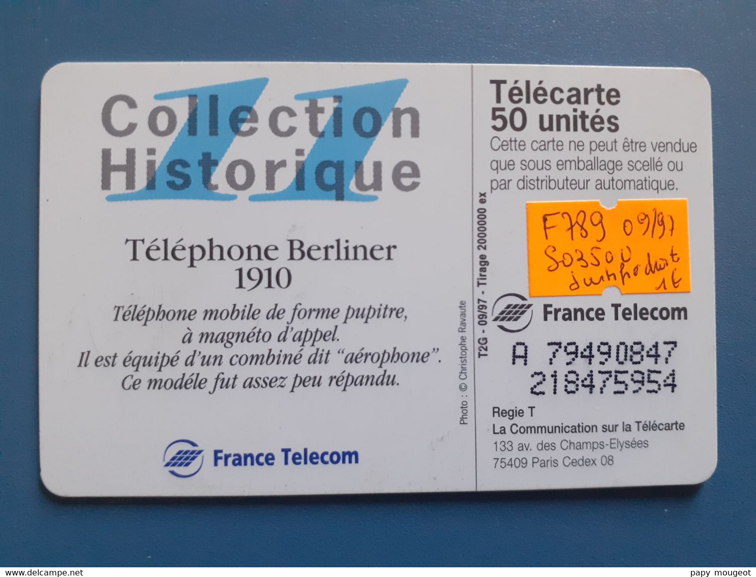 F789 Berliner (11)  50U SO3 Numéro Justifié à Droite - Telefoni