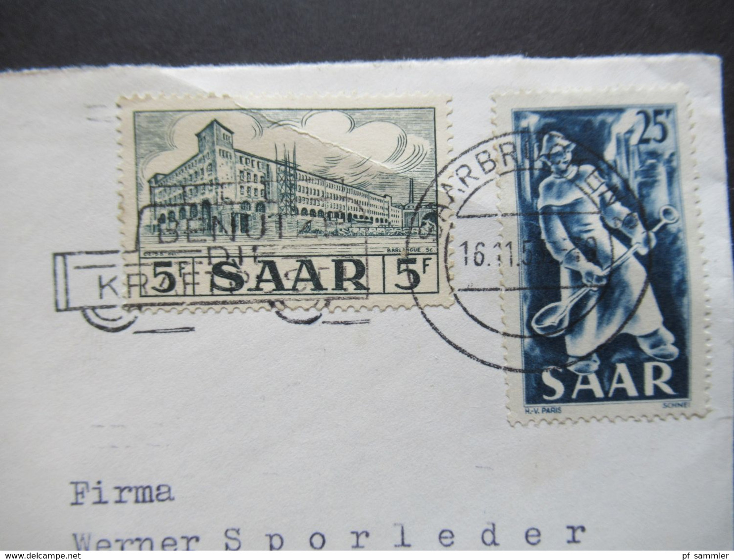 Saarland 1951 Umschlag P.Klein Schilder Und Spielwaren Fabrik Dudweiler Saar Werbestempel Benutzt Die Kraftpost - Covers & Documents