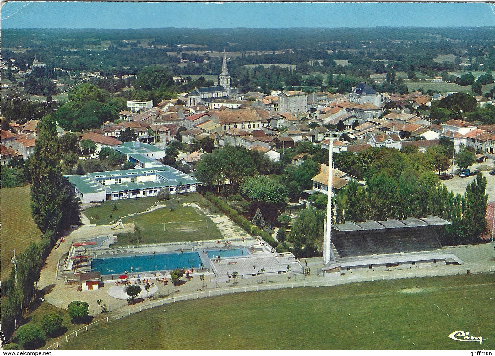 LA ROCHE CHALAIS VUE GENERALE AERIENNE AU PREMIER PLAN LA PISCINE ET LA MAISON DE RETRAITE 1971 CPSM GM TBE - Andere & Zonder Classificatie