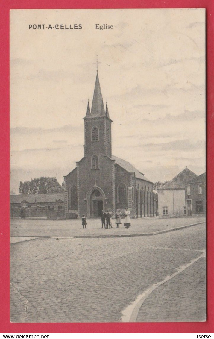 Pont-à-Celles - L'Eglise - Groupe De Personnes - 1912 ( Voir Verso ) - Pont-a-Celles