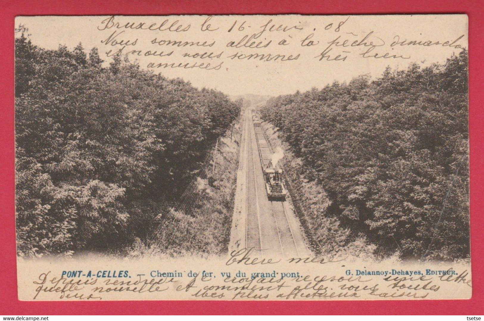 Pont-à-Celles - Chemin De Fer, Vu Du Grand Pont - Loco Vapeur - 1908 ( Voir Verso ) - Pont-a-Celles
