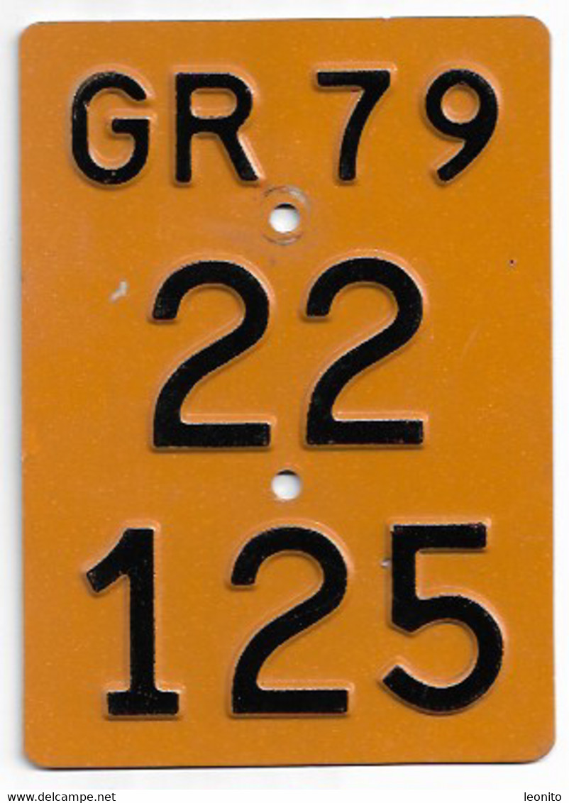 Velonummer Mofanummer Graubünden GR 79 (erste Grosse GR Mofanummer) ! - Number Plates