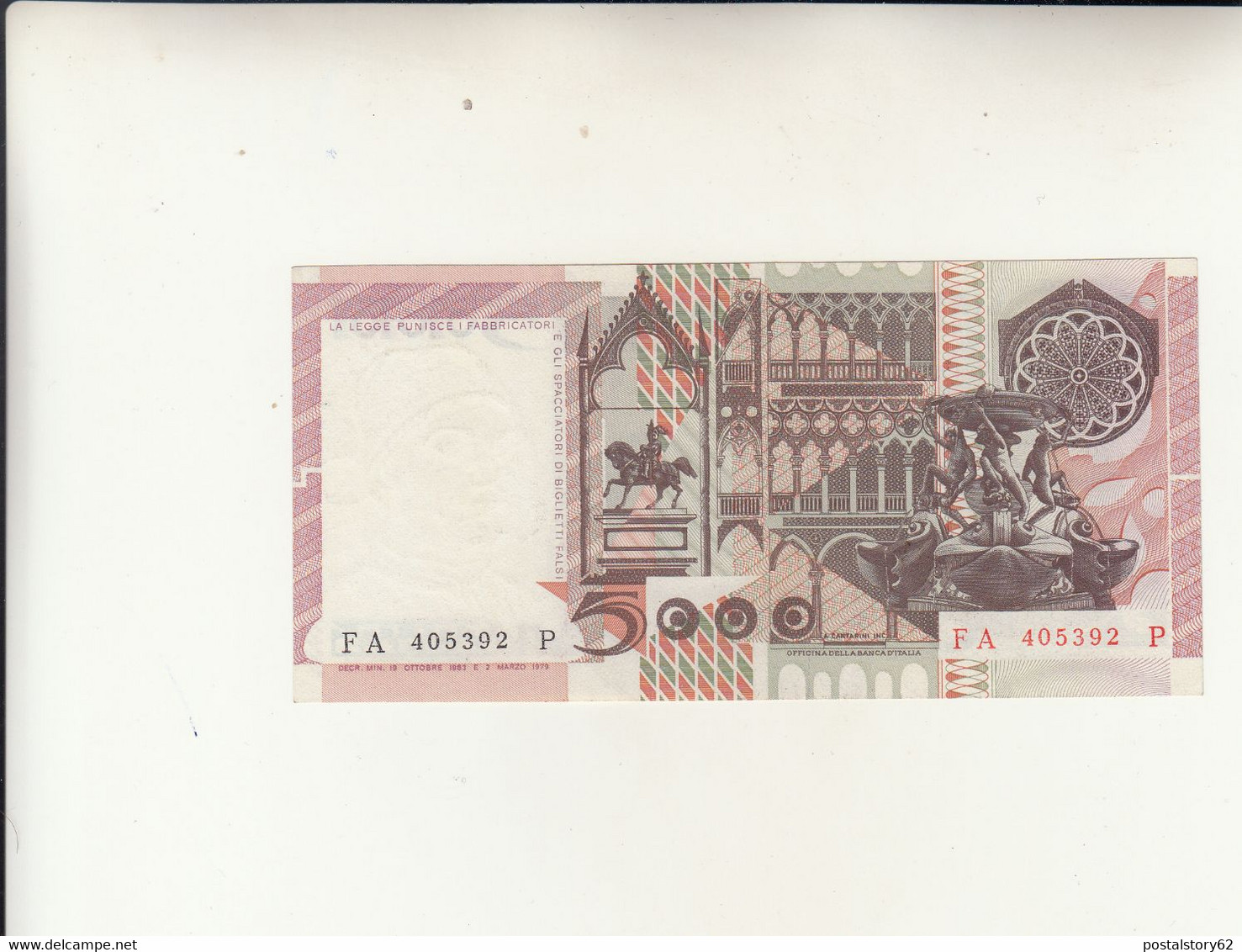 Banca D'Italia, 5000 Lire - Antonello Da Messina - Dec. 19 - 10 - 1983 - Ciampi / Stevani  FDS - 5000 Liras