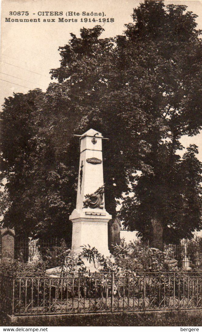 70. CPA. CITERS - Monument Aux Morts -  1933 - Scan Du Verso - - Otros & Sin Clasificación