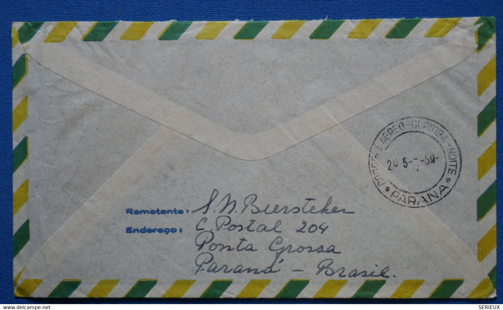¤8 BRAZIL  BELLE  LETTRE 1959 PARANA POUR GRONINGEN NEDERLAND + +AEROPHILATELIE + PAIRE DE T.P +AFFR . INTERESSANT - Lettres & Documents
