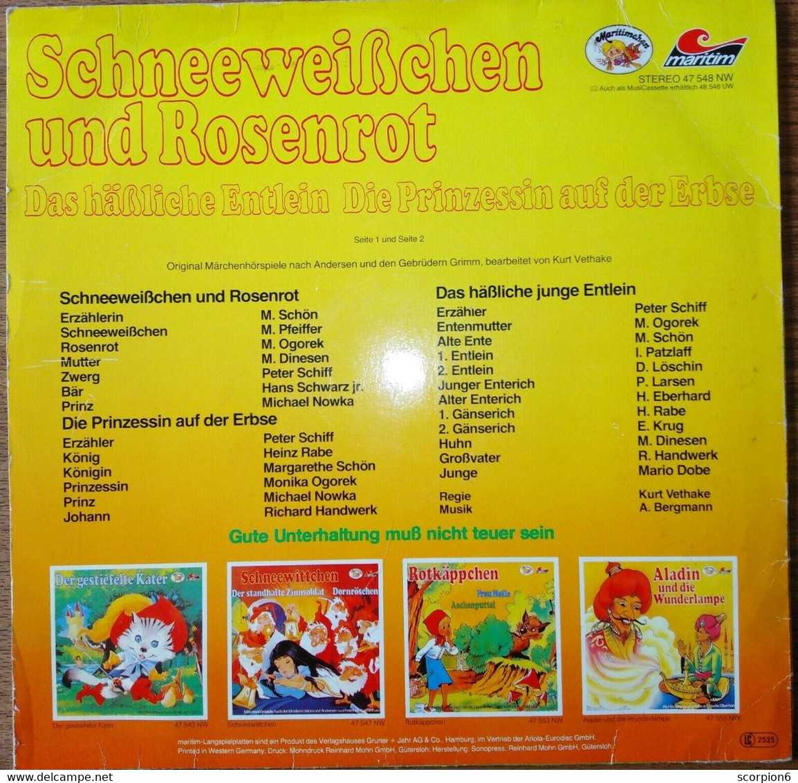 LP - Schneeweißchen Und Rosenrot - Das Häßliche Entlein - 47 548 NW - Niños