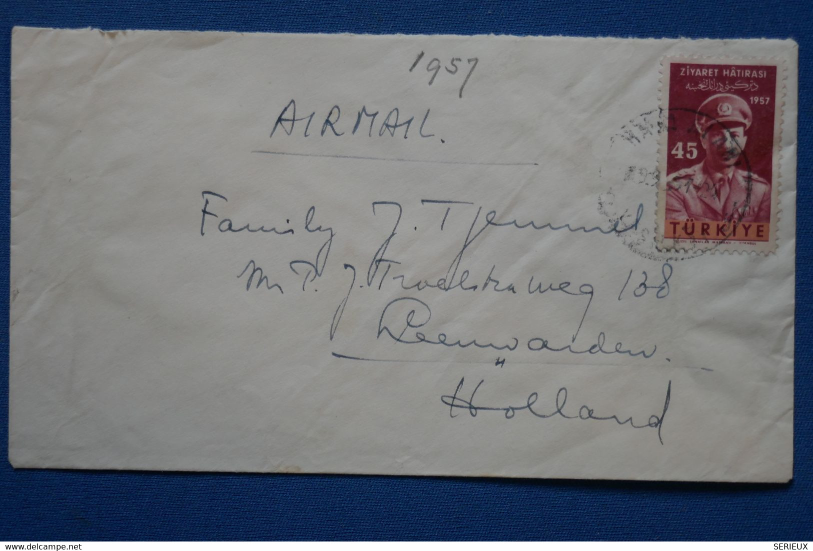 ¤8 TURQUIE   BELLE  LETTRE  1957 ISTANBUL  POUR   NEDERLAND  + +AEROPHILATELIE +   +AFFR . INTERESSANT - Lettres & Documents