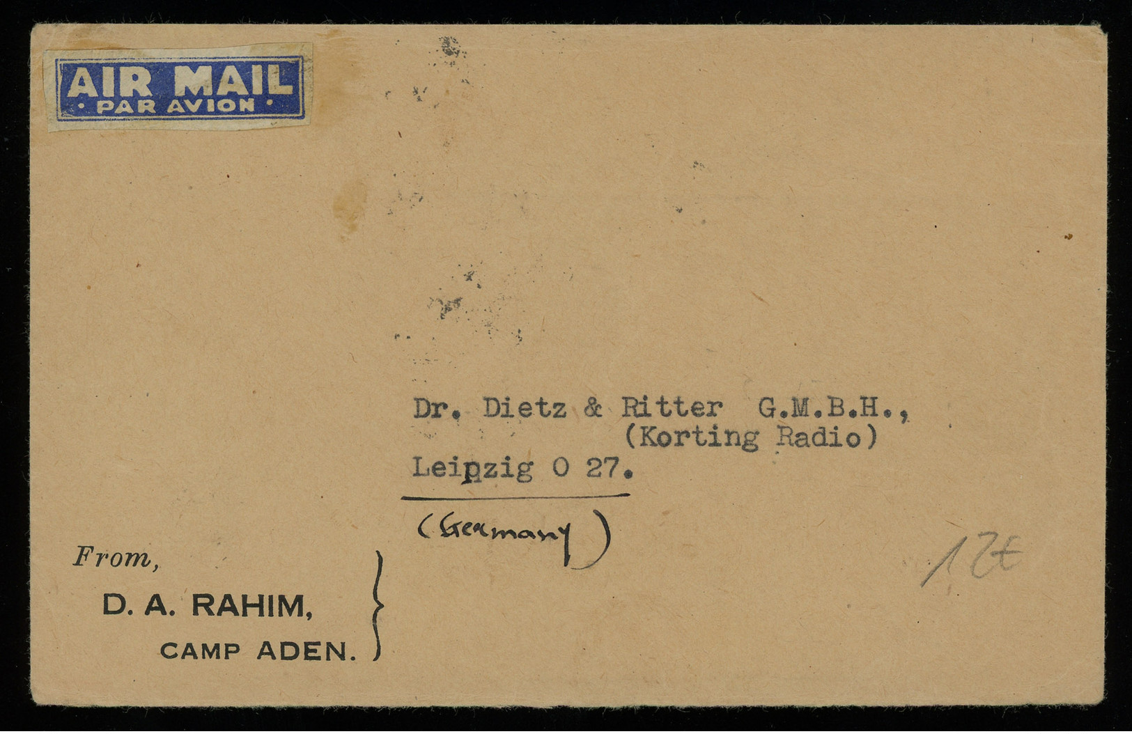 TREASURE HUNT [00627] Aden 1949 Air Mail Cover To Germany Bearing KGVI Pictorials 1a+2 1/2a Pair+8a - Aden (1854-1963)