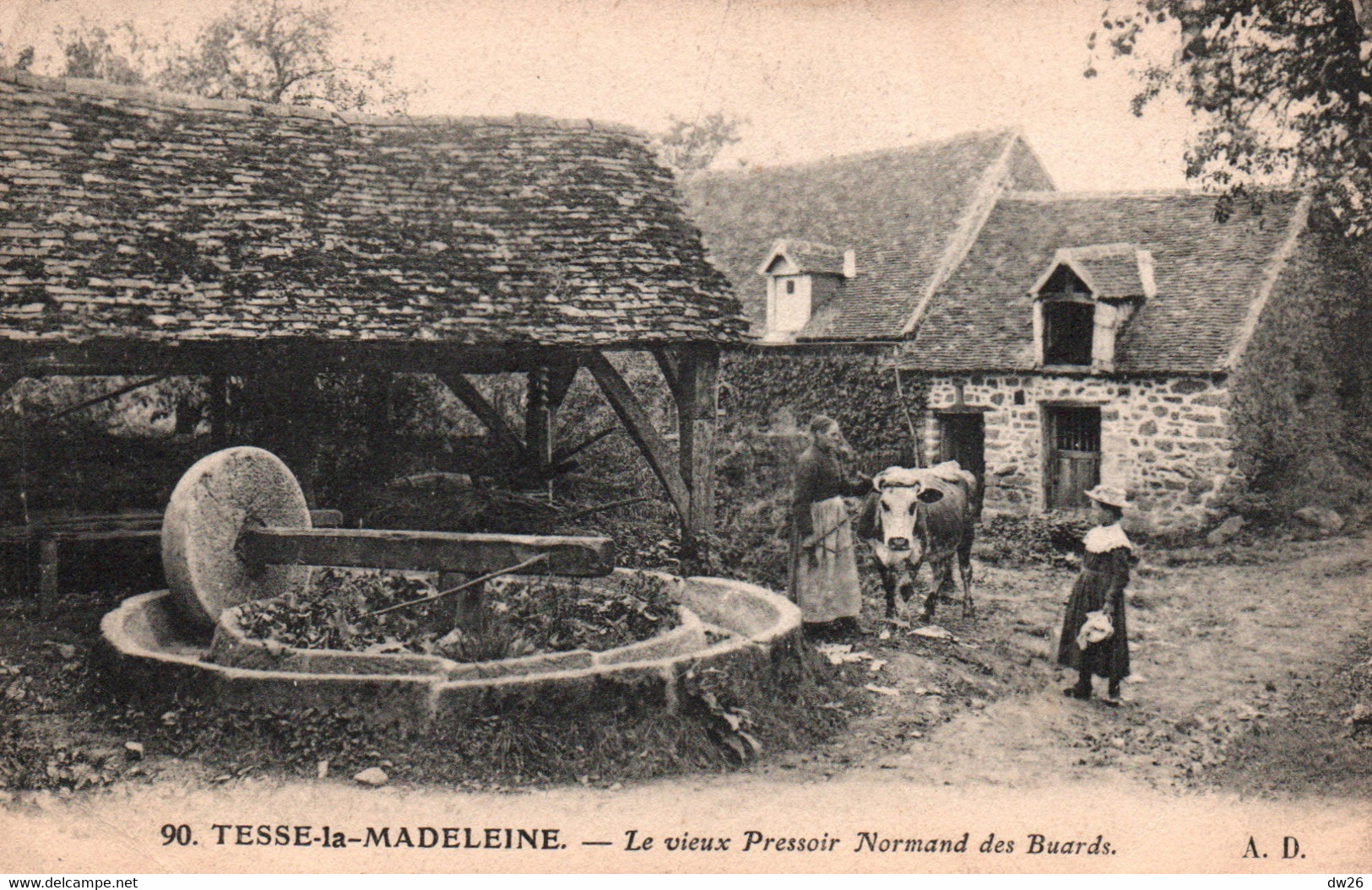Tesse-la-Madeleine (Orne) Le Vieux Pressoir Normand à Cidre Des Buards, Vache - Carte A.D. N° 90 - Ecouche