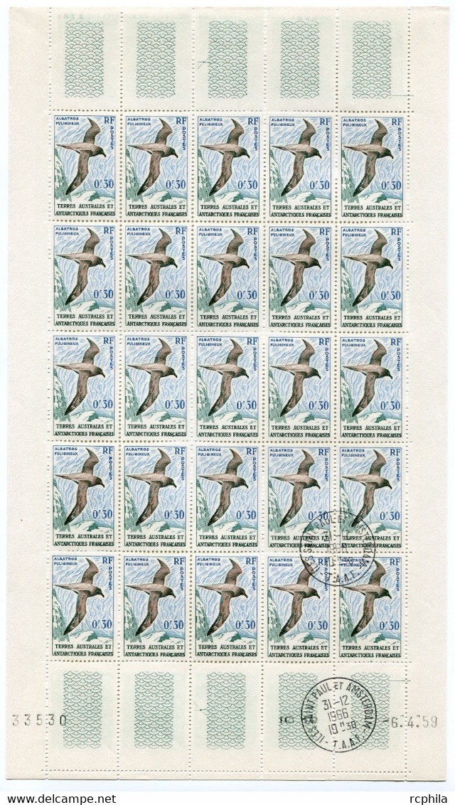 RC 21232 TAAF N° 12 - 30c ALBATROS FULIGINEUX FEUILLE ENTIÈRE NEUF ** COIN DATÉ OBLITÉRÉ EN BAS A DROITE TB - Unused Stamps