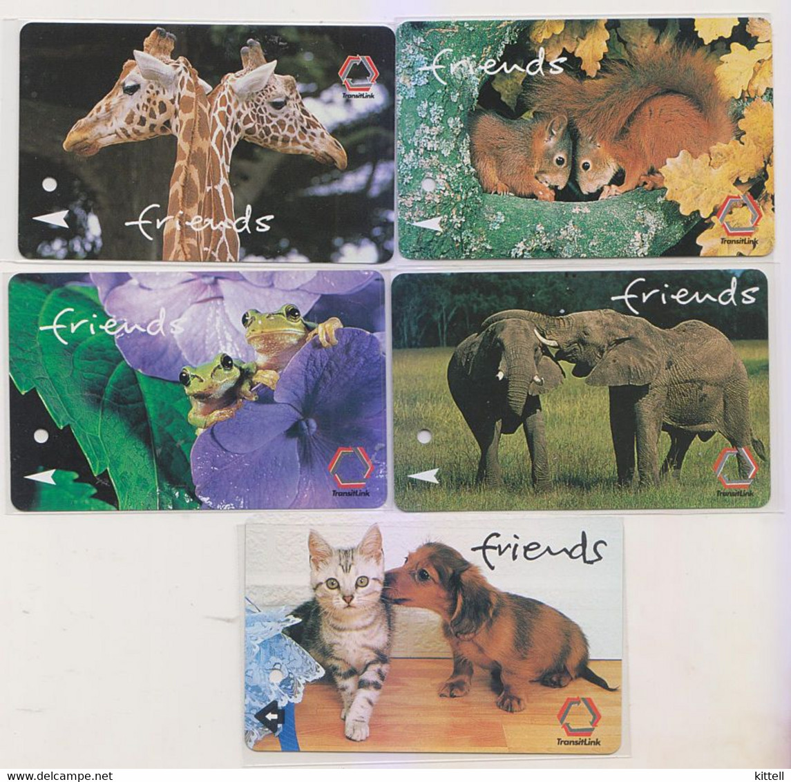 Singapore Old  Subway Train Bus Ticket Card Transitlink Used Animals Giraffe Squirrel Elephant (5 Cards) - Monde