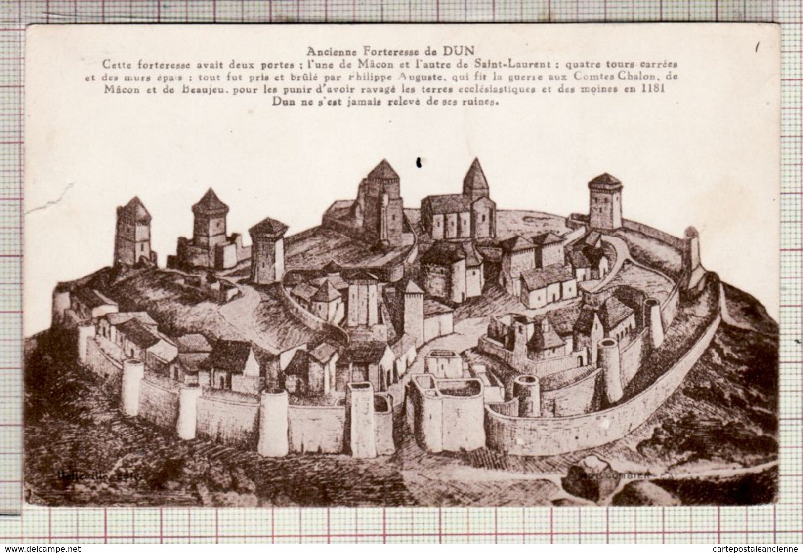 AAG108 ⭐ DUN 71-Saone Loire Ancienne Forteresse D'après Gravure Ancienne 1910s Editions BELLEVILLE - Other & Unclassified