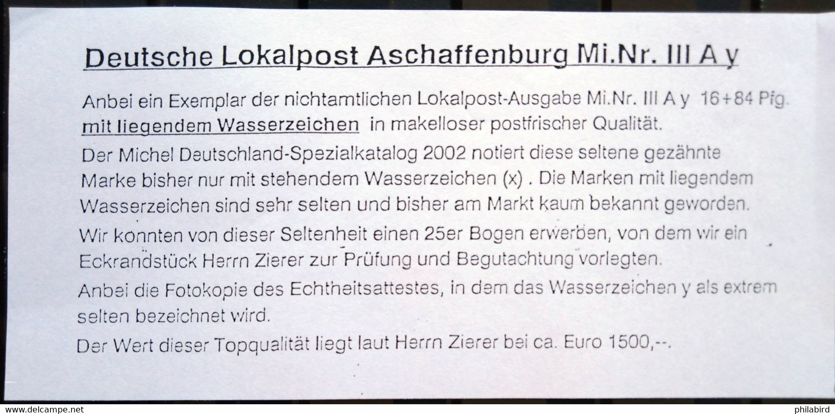 EMPIRE. ASCHAFFENBURG                  N° 3                      NEUF** - Sonstige & Ohne Zuordnung