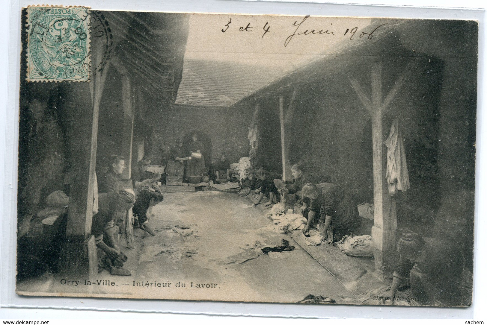 78 ORRY La VILLE Plutot RARE Lavandieres Laveuses Interieur Du Lavoir Communal  écrite 1906 Timbrée  D05 2019 - Andere & Zonder Classificatie