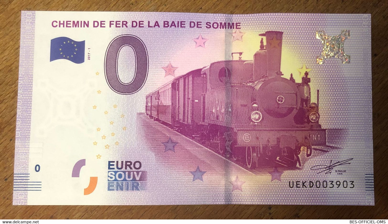 2017 BILLET 0 EURO SOUVENIR DPT 80 CHEMIN DE FER DE LA BAIE DE SOMME ZERO 0 EURO SCHEIN BANKNOTE PAPER MONEY BANK - Pruebas Privadas