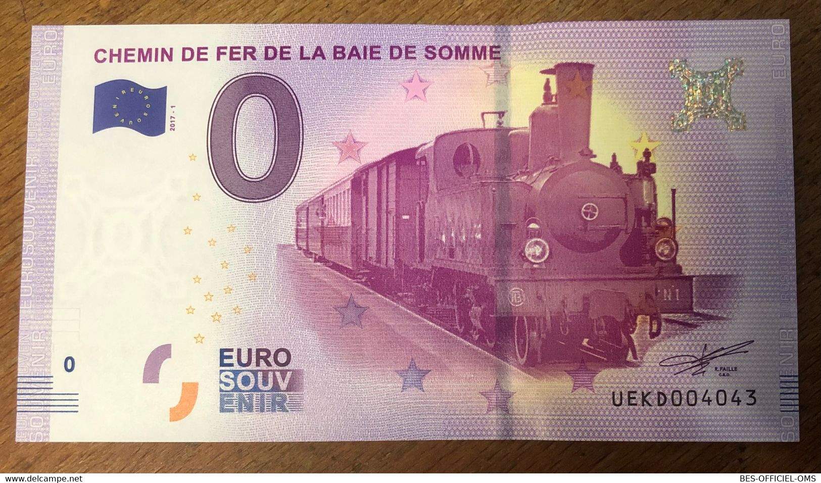 2017 BILLET 0 EURO SOUVENIR DPT 80 CHEMIN DE FER DE LA BAIE DE SOMME ZERO 0 EURO SCHEIN BANKNOTE PAPER MONEY BANK - Privatentwürfe