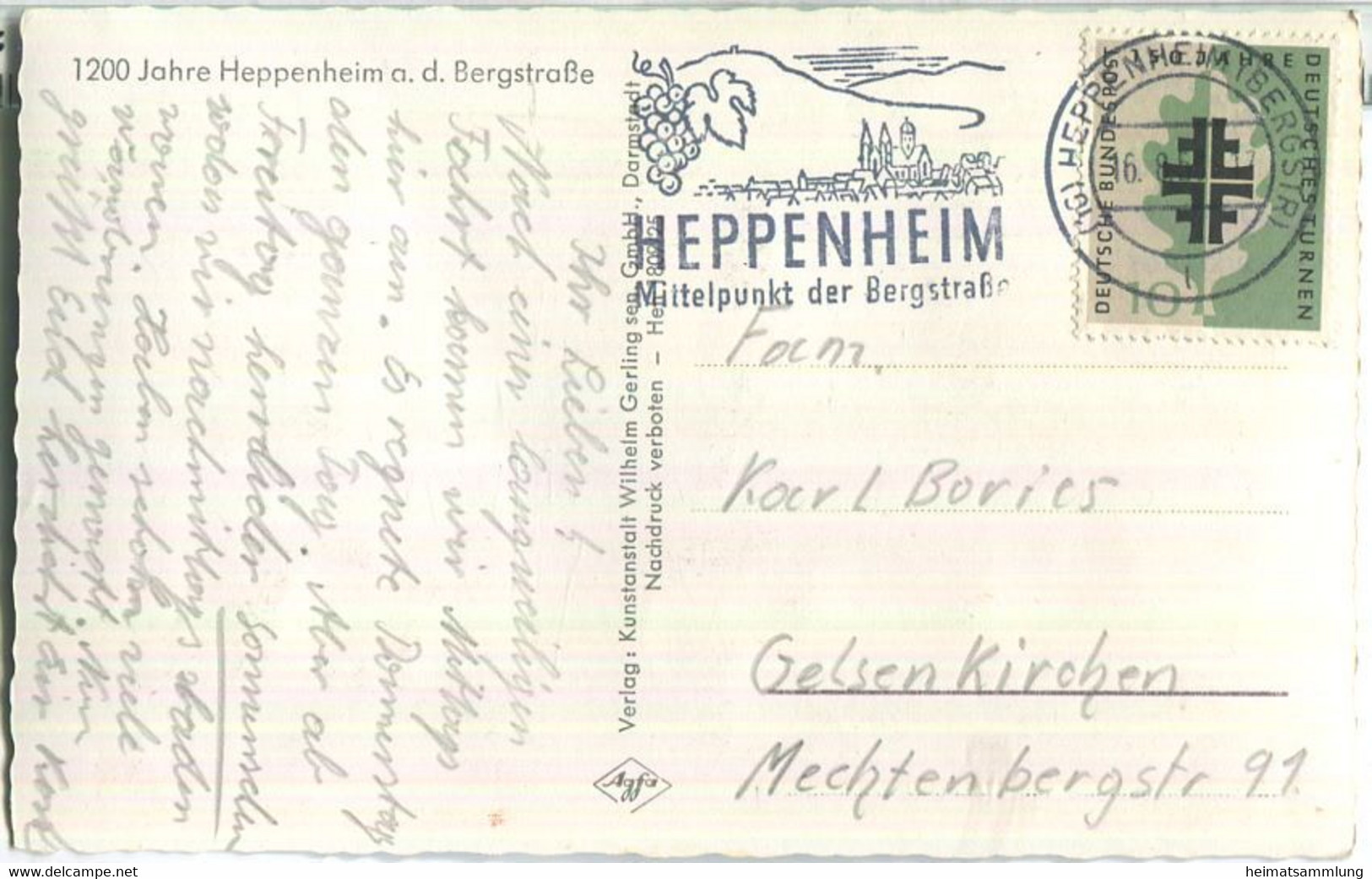 Heppenheim - Gesamtansicht - Verlag Wilhelm Gerling Sen. Darmstadt - Heppenheim