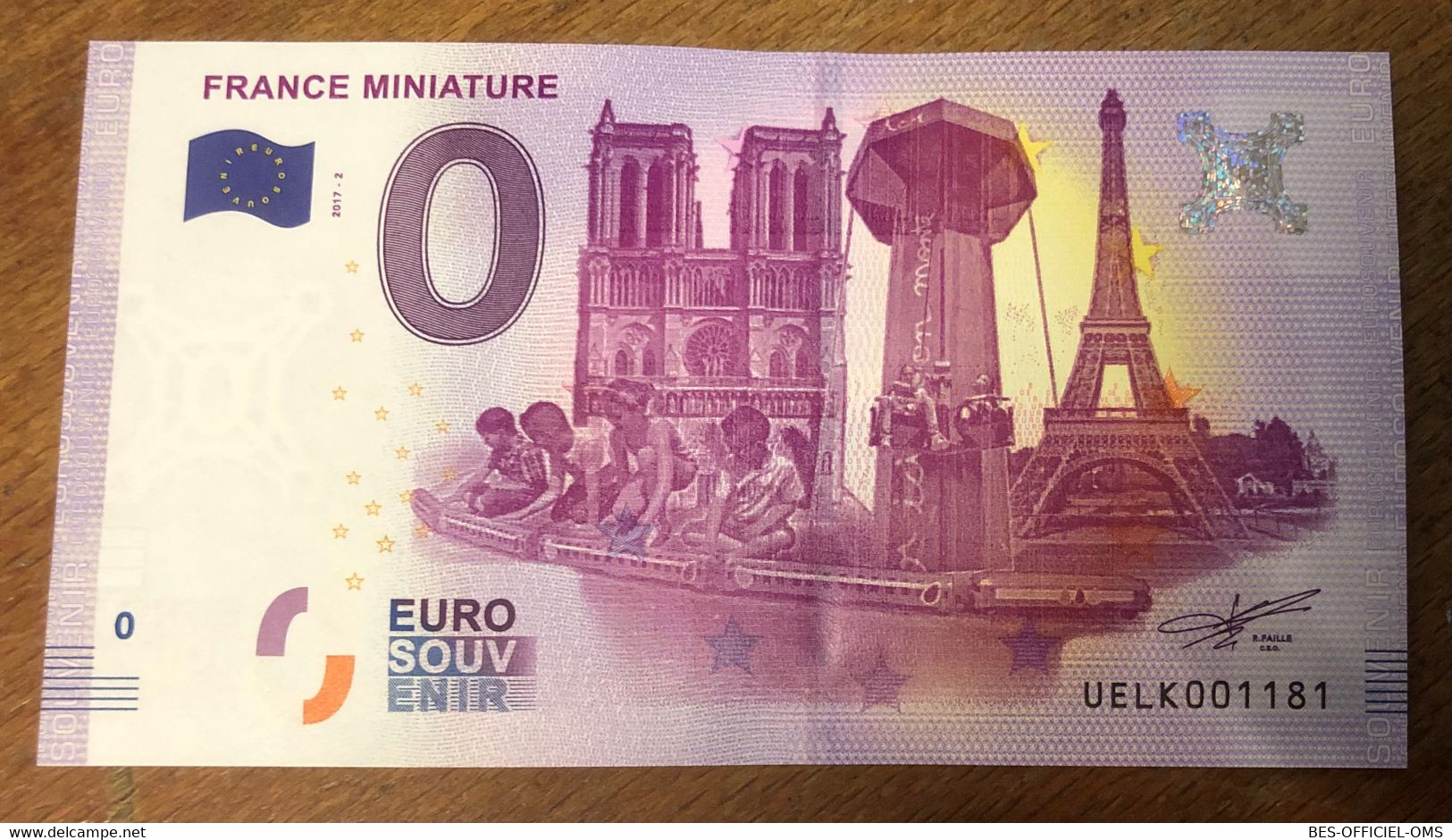 2017 BILLET 0 EURO SOUVENIR DPT 78 FRANCE MINIATURE N°2 ZERO 0 EURO SCHEIN BANKNOTE PAPER MONEY BANK - Privatentwürfe