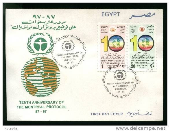 EGYPT  COVERS > FDC > 1997 >  10TH ANNIV OF MONTERIAL CANADA  PROTOCOL - Cartas & Documentos