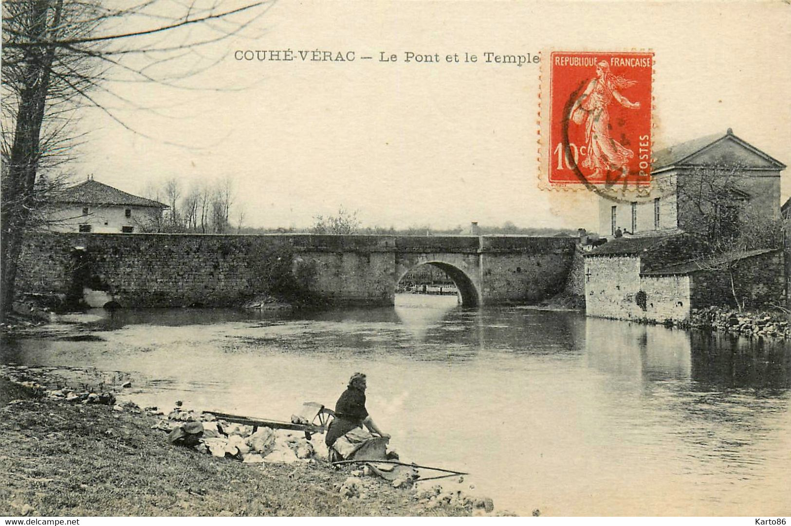 Couhé Vérac * Vue Sur Le Pont Et Le Temple * Lavoir Laveuses - Couhe