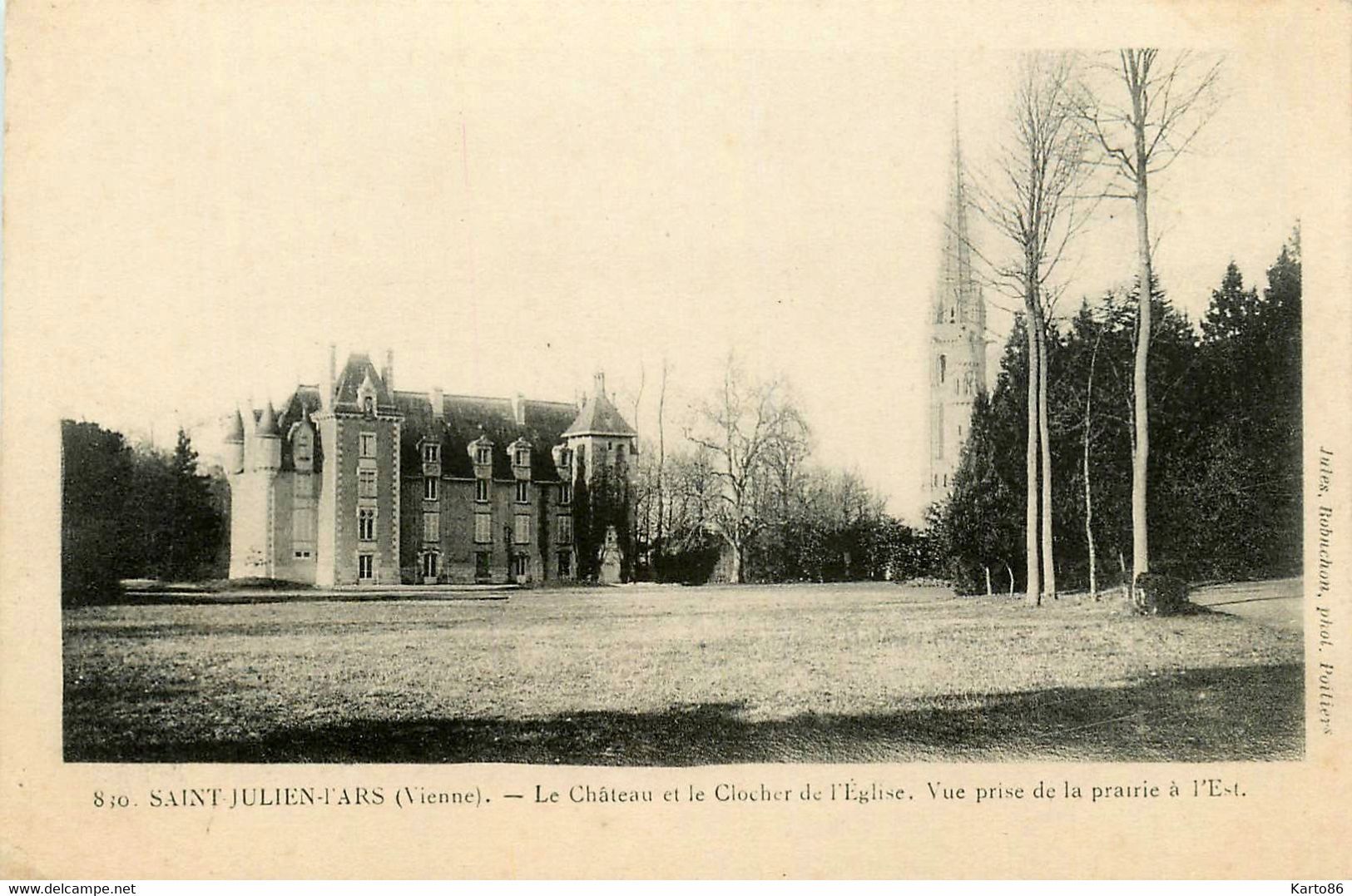 St Julien L'ars * Le Château Et Le Clocher De L'église * Vue Prise De La Prairie à L'est - Saint Julien L'Ars