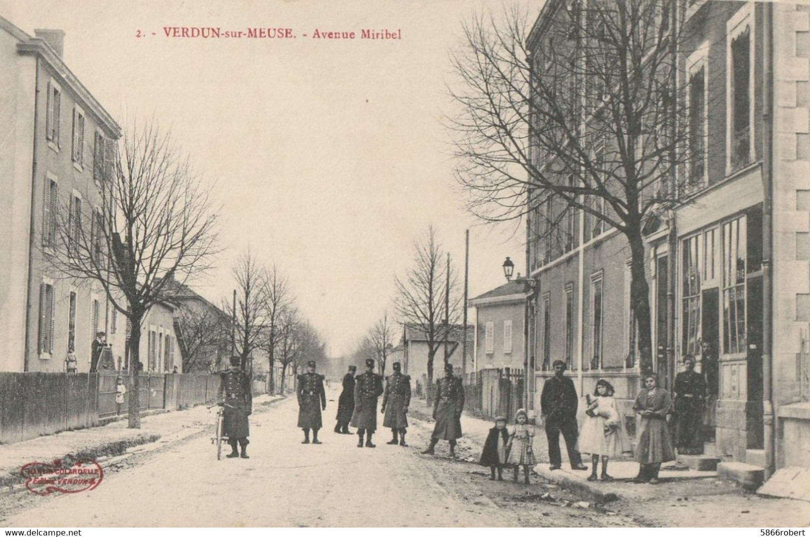 CARTE POSTALE ORIGINALE ANCIENNE : VERDUN SUR MEUSE AVENUE MIRIBEL ANIMEE MEUSE (55) - Verdun