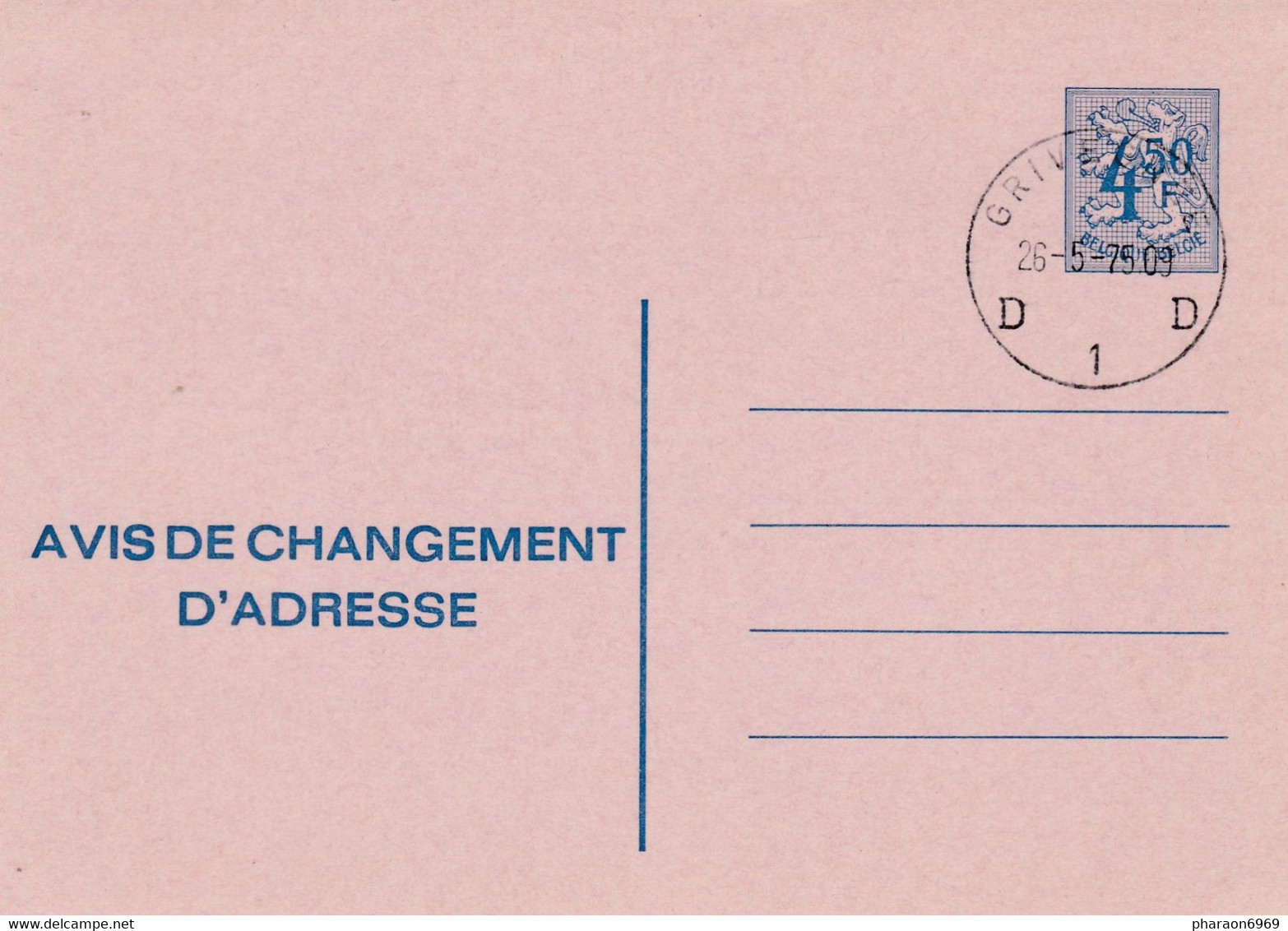 Entier Postal Avis De Changement D'adresse 4 Francs Grivegnée ? - Adressenänderungen