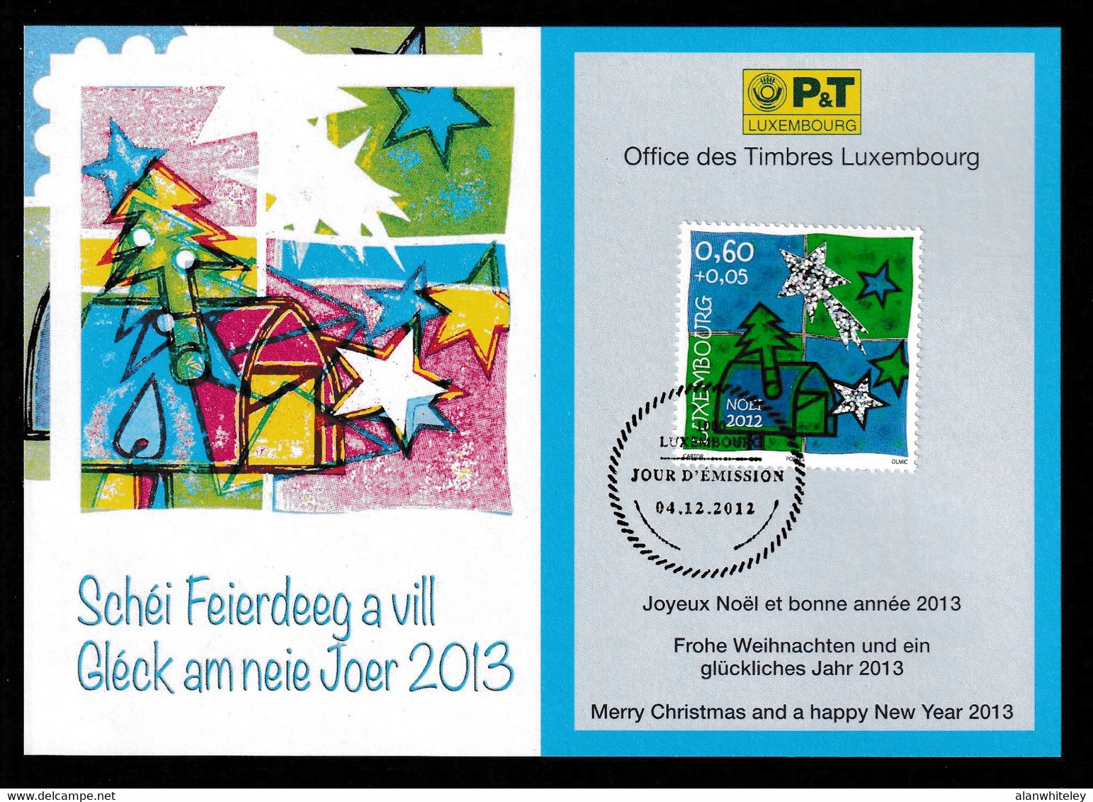 LUXEMBOURG 2012 Christmas: Promotional Card CANCELLED - Storia Postale