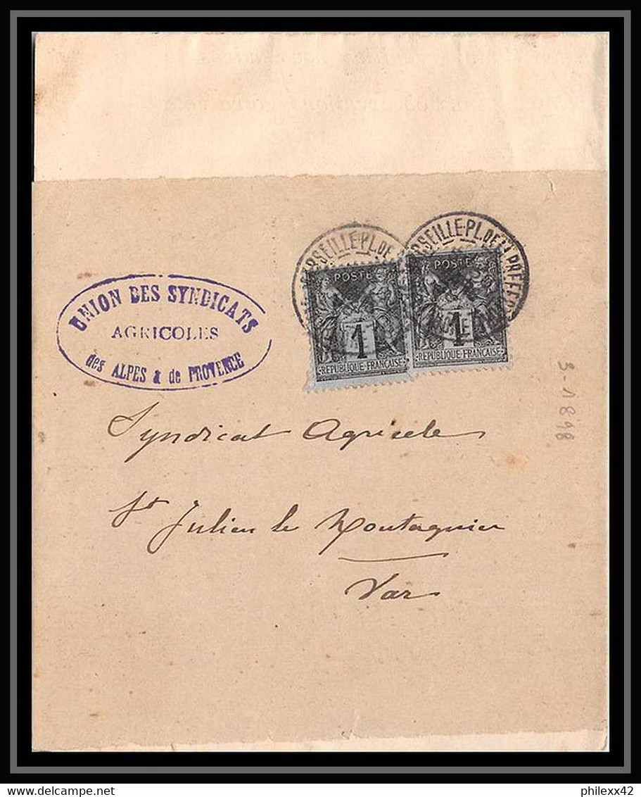 110421 Lettre Bouches Du Rhone N°83 Sage 1888 Marseille Préfecture Pour Saint Julien De Montagnier Var - 1877-1920: Semi-moderne Periode