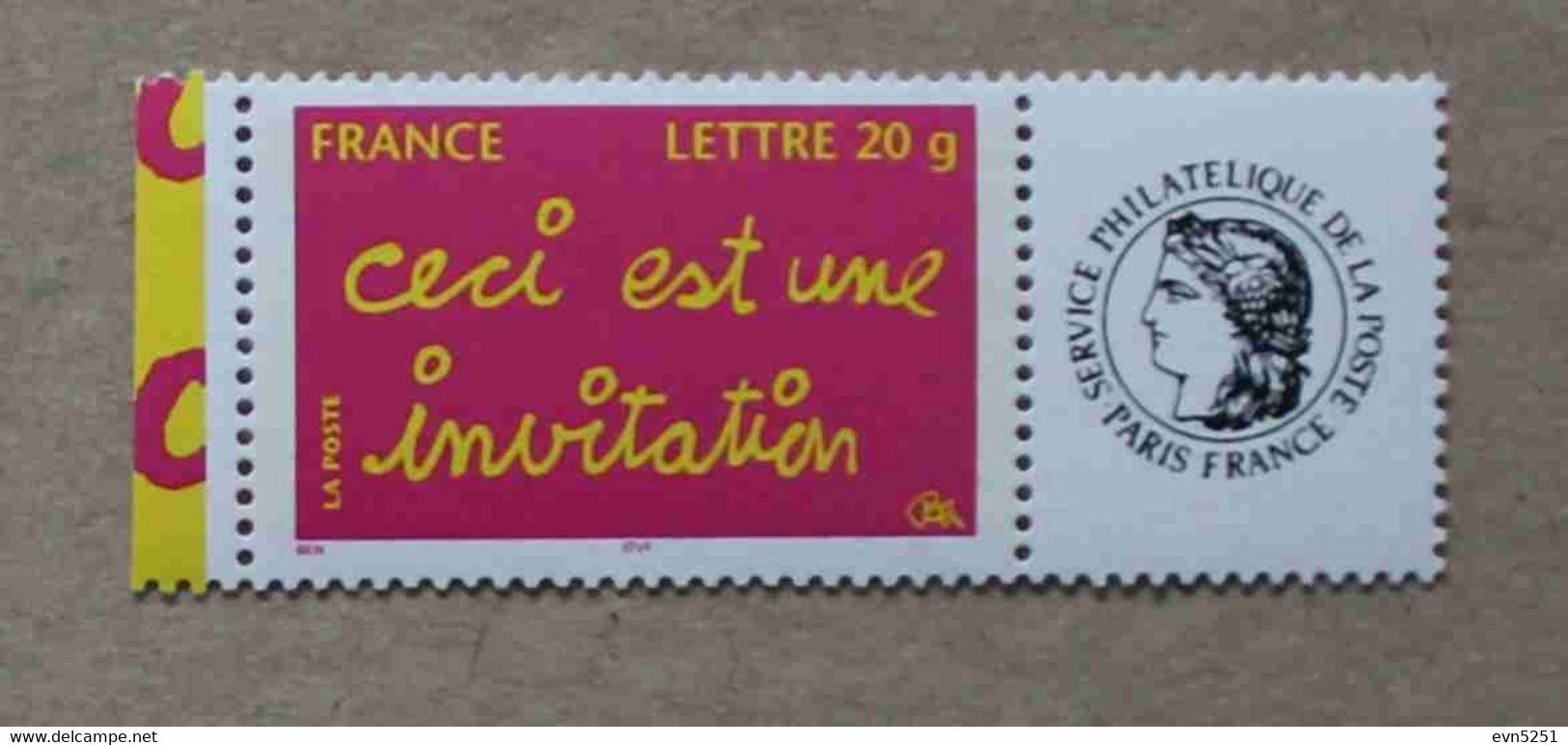 P1-L4 : GOMME MATE - Timbre De Message "Ceci Est Une Invitation" Avec Une Vignette "Cérès" - Andere & Zonder Classificatie