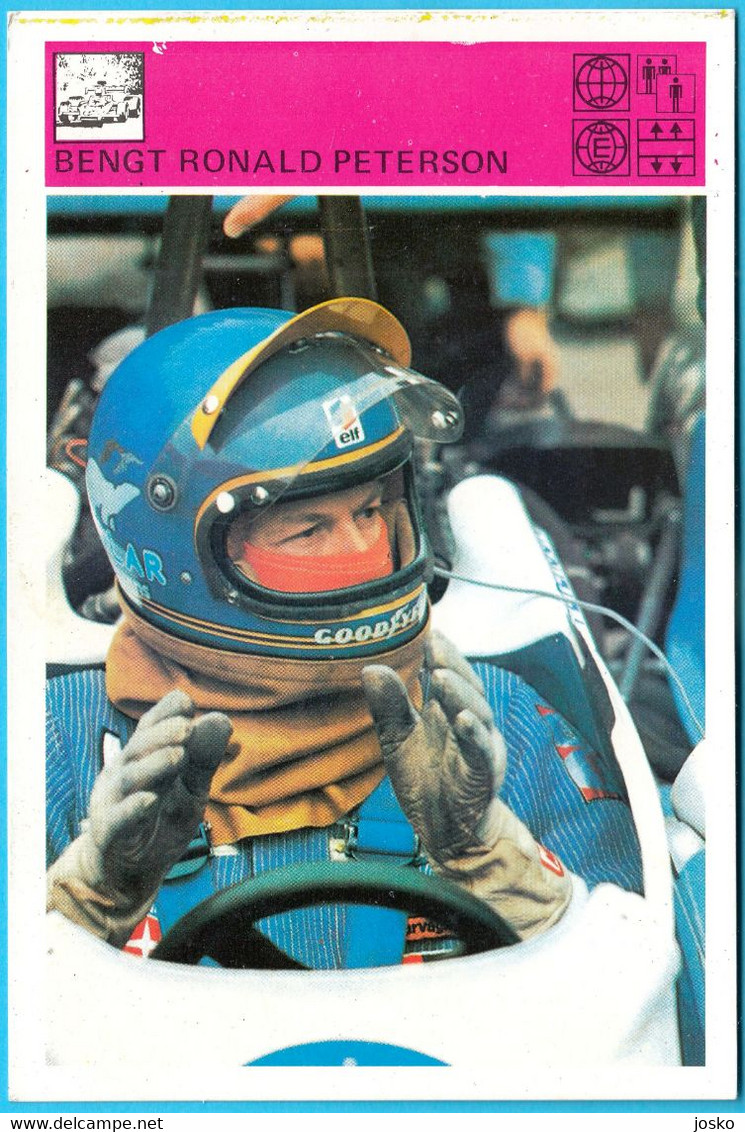 BENGT RONALD PETERSON (Sweden) - Yugoslav Vintage Card Svijet Sporta * LARGE SIZE * Formula 1 F1 Orebro - Automobile - F1