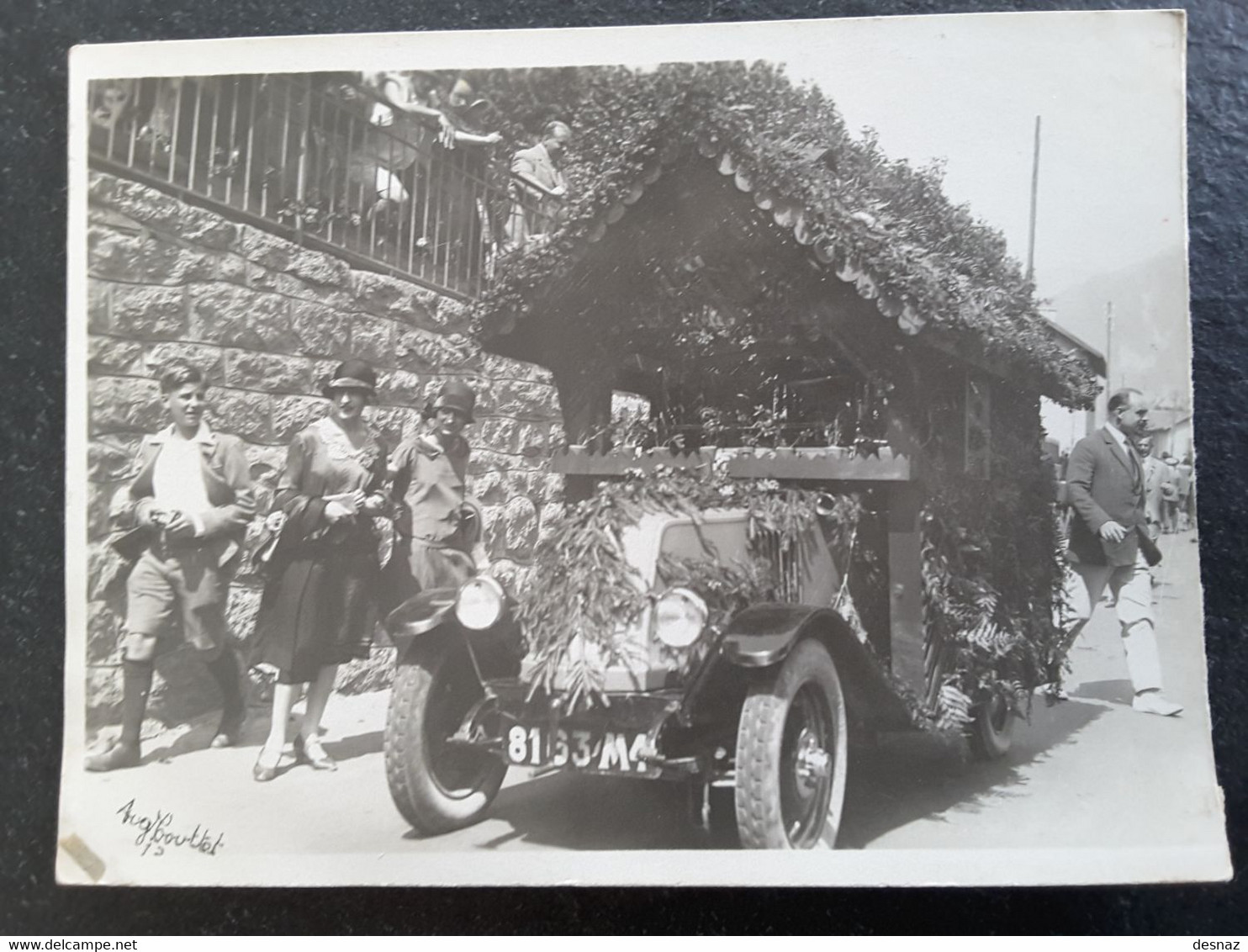 Chamonix 74 Haute Savoie Carte Photo Coupée Auguste Couttet Auto Défilé - Chamonix-Mont-Blanc