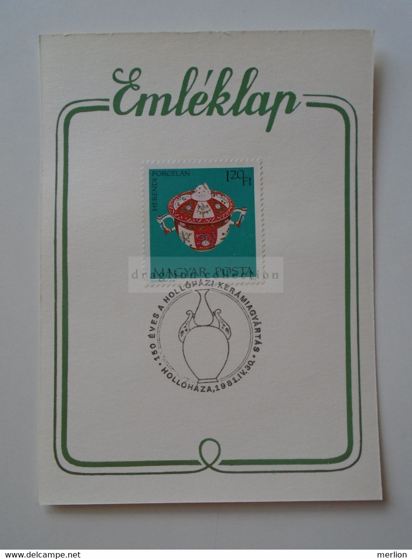 D183354  Hungary  Hollóháza   Hollóházi Kerámia - Porcelain  -  Commemorative Sheet  1981 - Hojas Conmemorativas