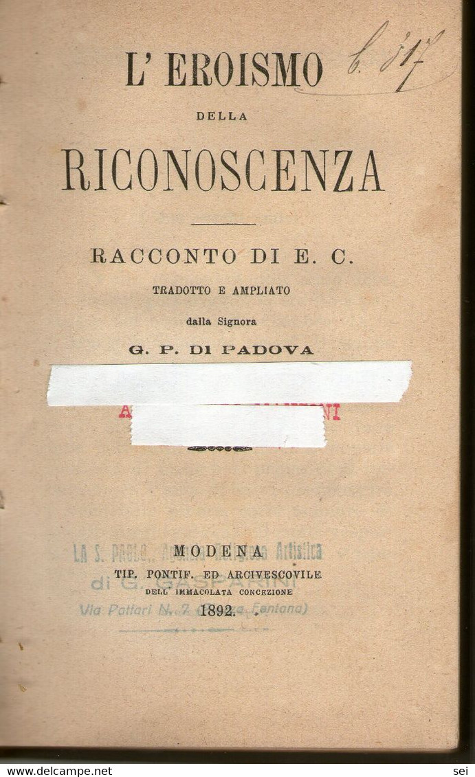 B 4418 - Libro, Eroismo, Riconoscenza - Novelle, Racconti