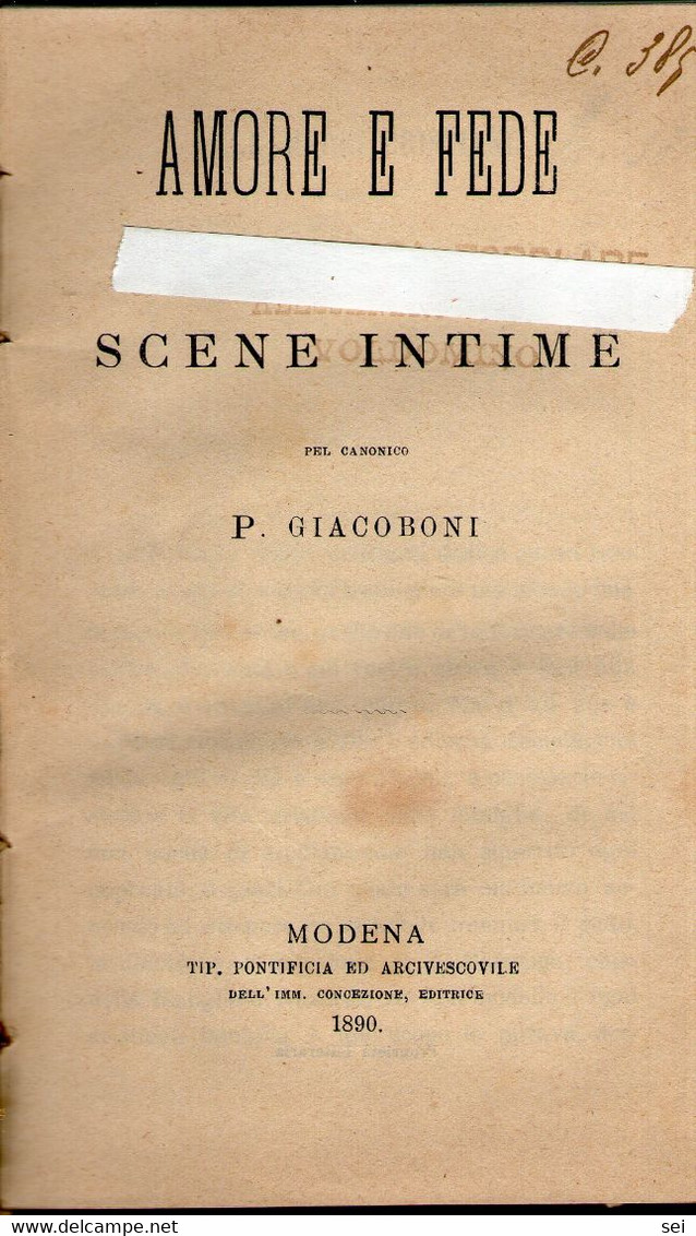 B 4419 - Libro, Giacoboni, Amore, Fede - Novelle, Racconti