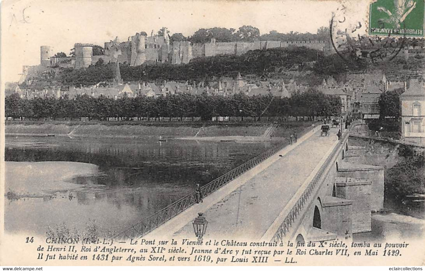 Chinon       37          Le Pont Sur La Vienne Et Le Château Habité En 1431 Par Agnès Sorel     N° 14      (voir Scan) - Chinon