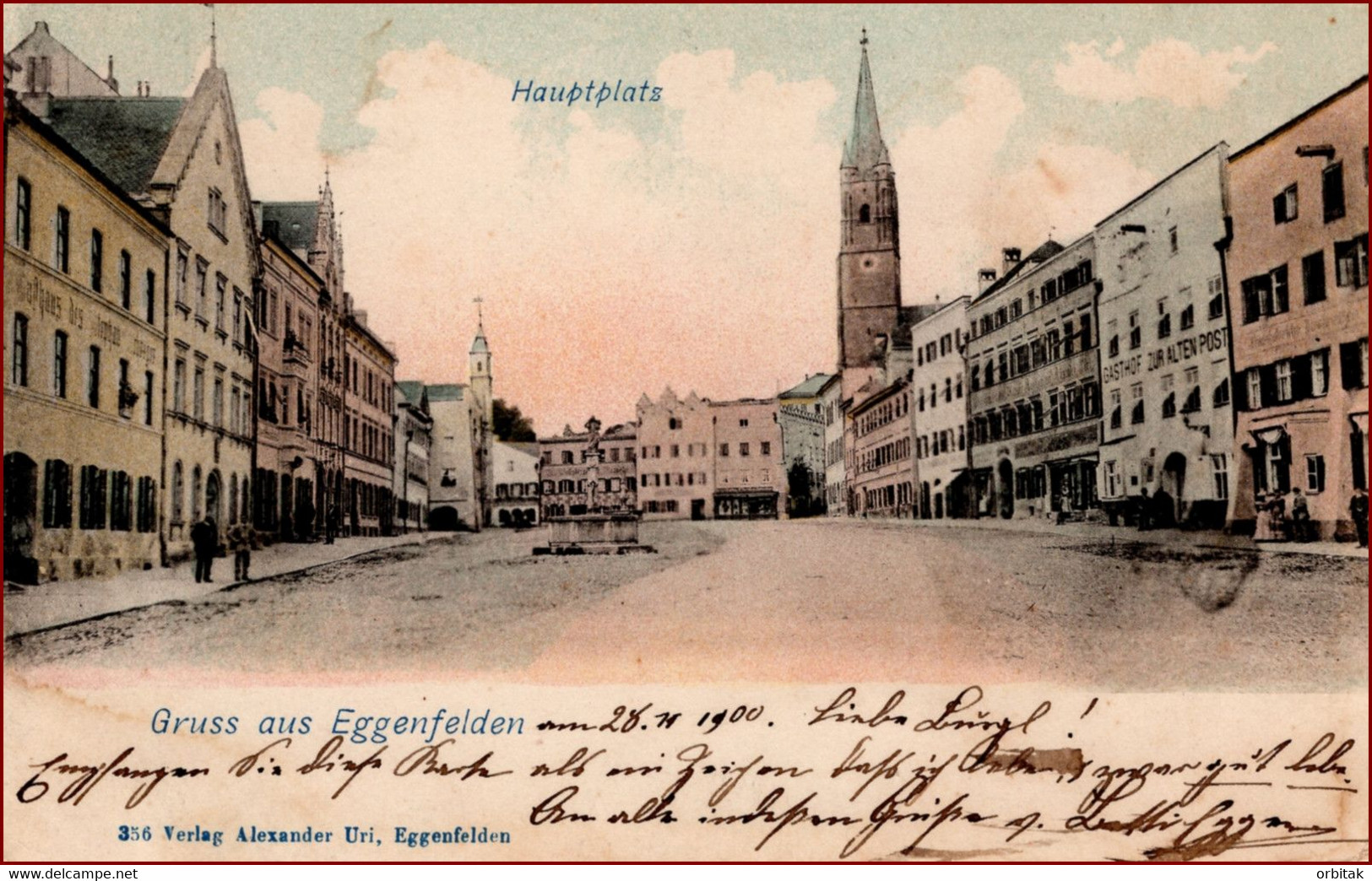 Eggenfelden * Hauptplatz, Gasthaus, Gasthof, Brunnen * Deutschland * AK2717 - Eggenfelden