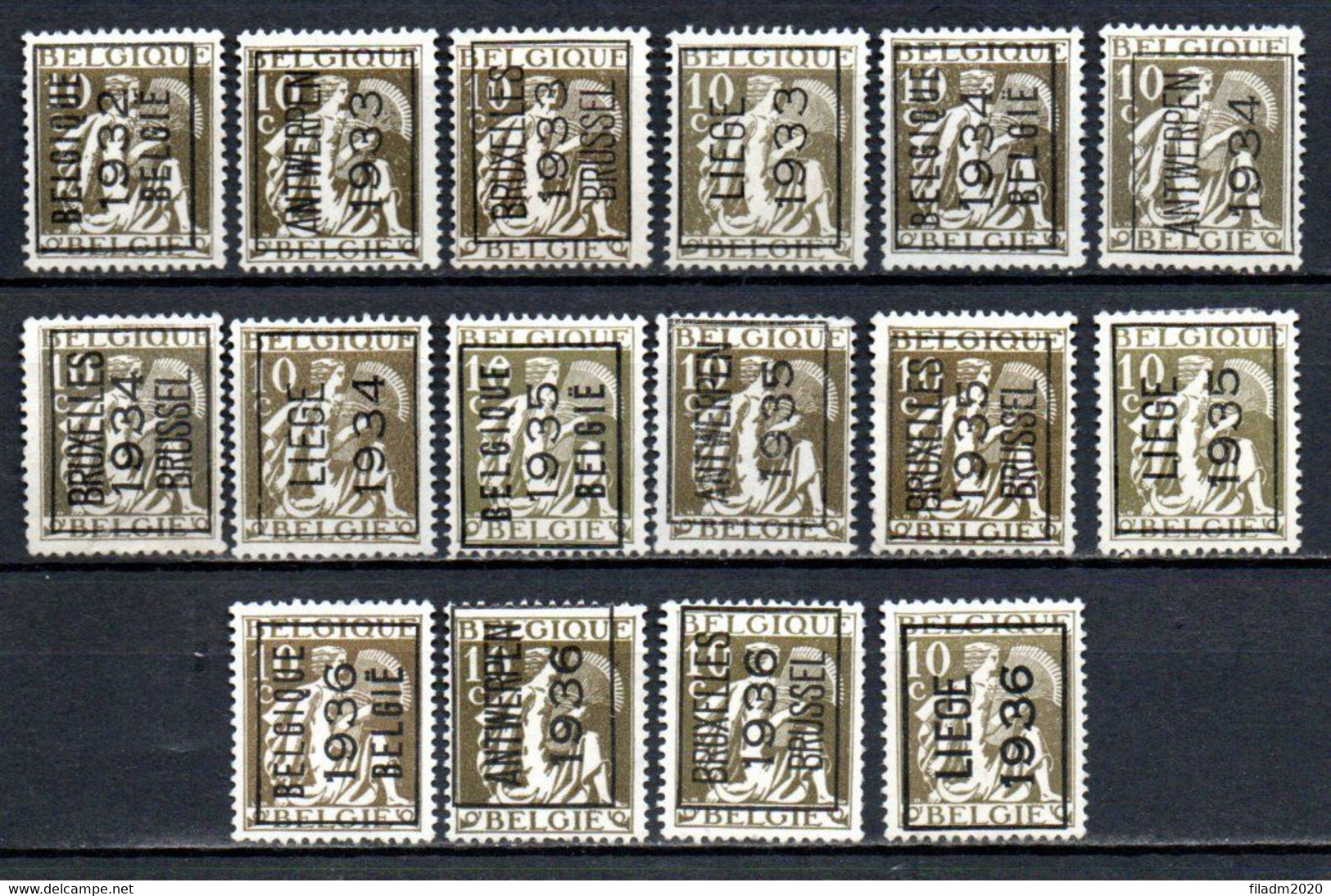 PREO Samenstelling Op Nr 337 : 1932 => 1936 - Typo Precancels 1932-36 (Ceres And Mercurius)