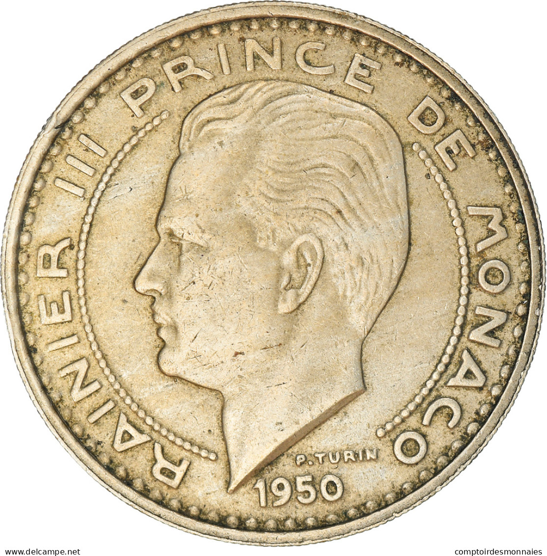 Monnaie, Monaco, Rainier III, 100 Francs, Cent, 1950, TTB, Copper-nickel - 1949-1956 Anciens Francs