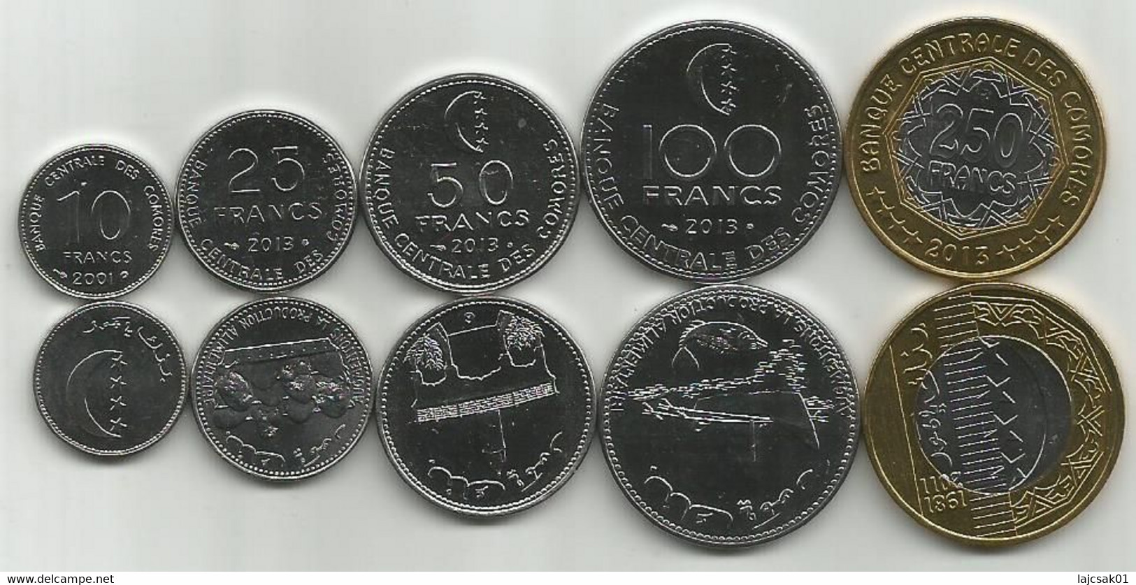 Comoros Comores 2001-2013. High Grade Set Of 5 Coins - Comores