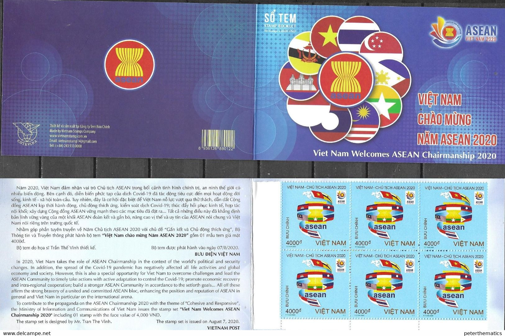 VIETNAM, 2020, MNH,ASEAN, BOOKLET OF 10v - Sonstige & Ohne Zuordnung