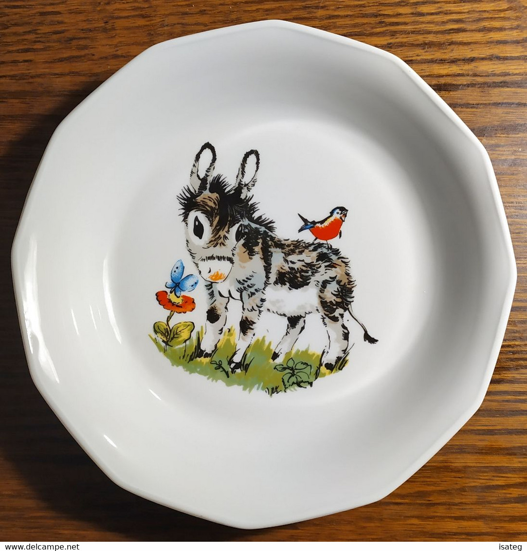 Assiette Creuse Vintage En Porcelaine Ane - Borden