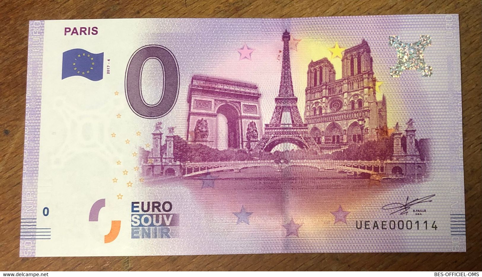 2017 BILLET 0 EURO SOUVENIR DPT 75 PARIS 4 MONUMENTS ZERO 0 EURO SCHEIN BANKNOTE PAPER MONEY BANK - Private Proofs / Unofficial