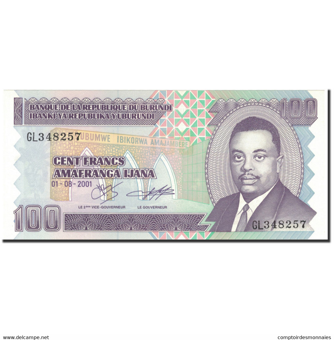 Billet, Burundi, 100 Francs, 2001, 2001-08-01, KM:37c, SPL+ - Burundi